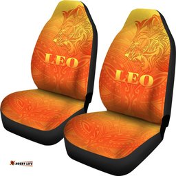 Sun In Leo Zodiac Car Seat Covers Polynesian Tattoo Simple Orange