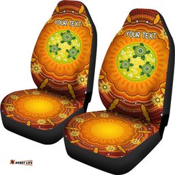 Custom Text Aboriginal Car Seat Covers Turtle Circle Dot Painting Art
