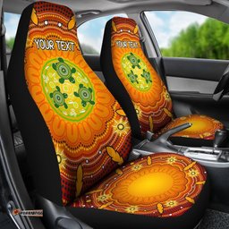 Custom Text Aboriginal Car Seat Covers Turtle Circle Dot Painting Art