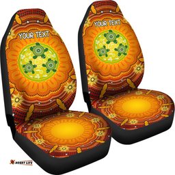 Custom Text Aboriginal Car Seat Covers Turtle Circle Dot Painting Art