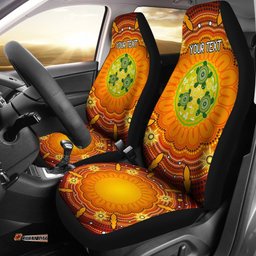 Custom Text Aboriginal Car Seat Covers Turtle Circle Dot Painting Art
