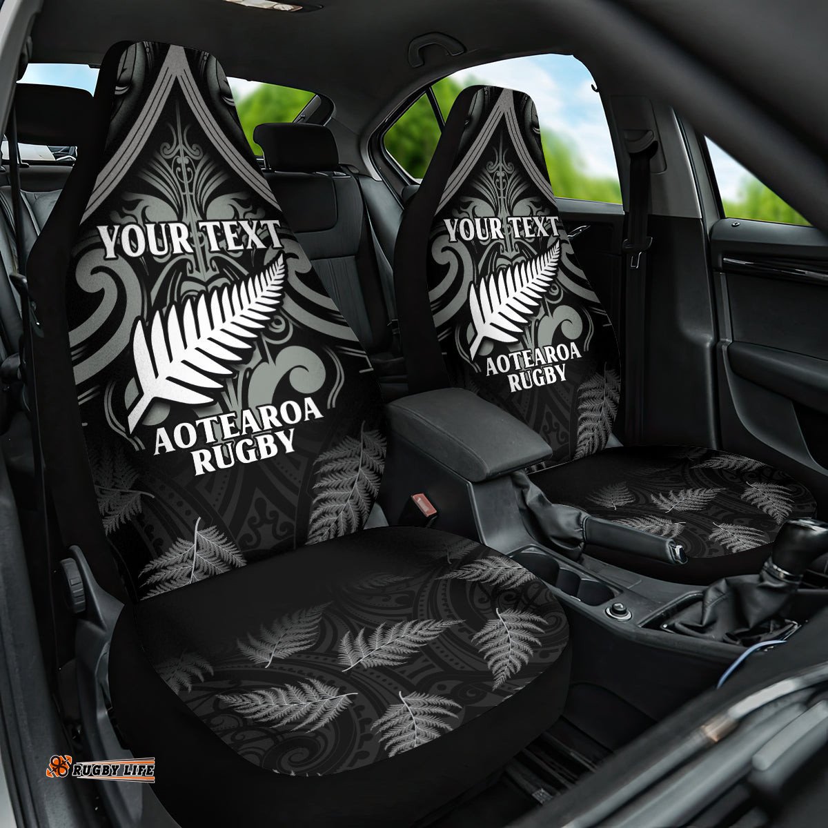 Custom New Zealand Silver Fern Rugby Car Seat Cover All Black Since 1892 Aotearoa Moko Maori