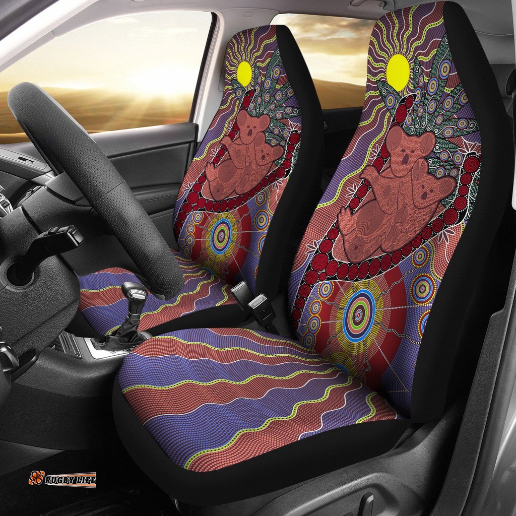 Indigenous Art Koala Seat Covers Aboriginal Dot Painting