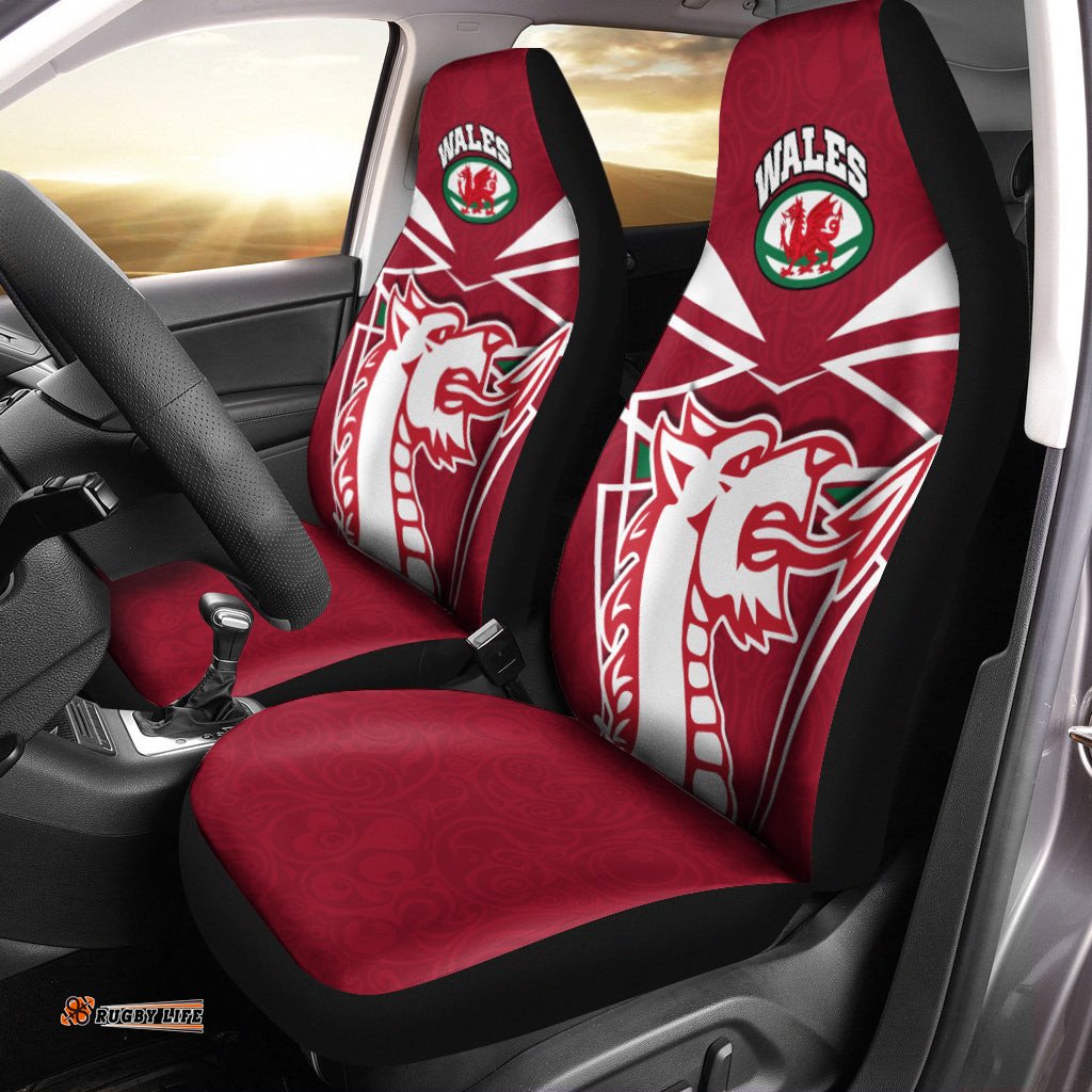 Wales Rugby Car Seat Covers Celtic Welsh Dragon With Triskelion