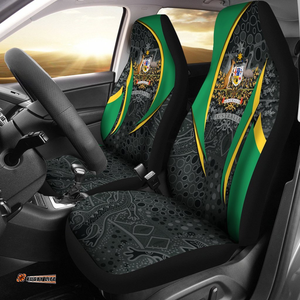Aboriginal Car Seat Covers, Australian Coat of Arms Aussie Spirit Green