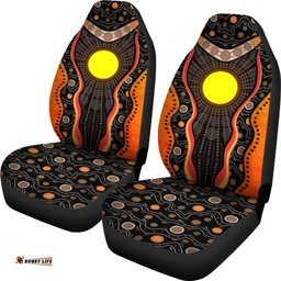 Aboriginal Car Seat Covers, Sun Boomerang Dot Painting Mandala
