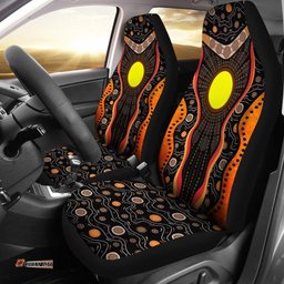 Aboriginal Car Seat Covers, Sun Boomerang Dot Painting Mandala