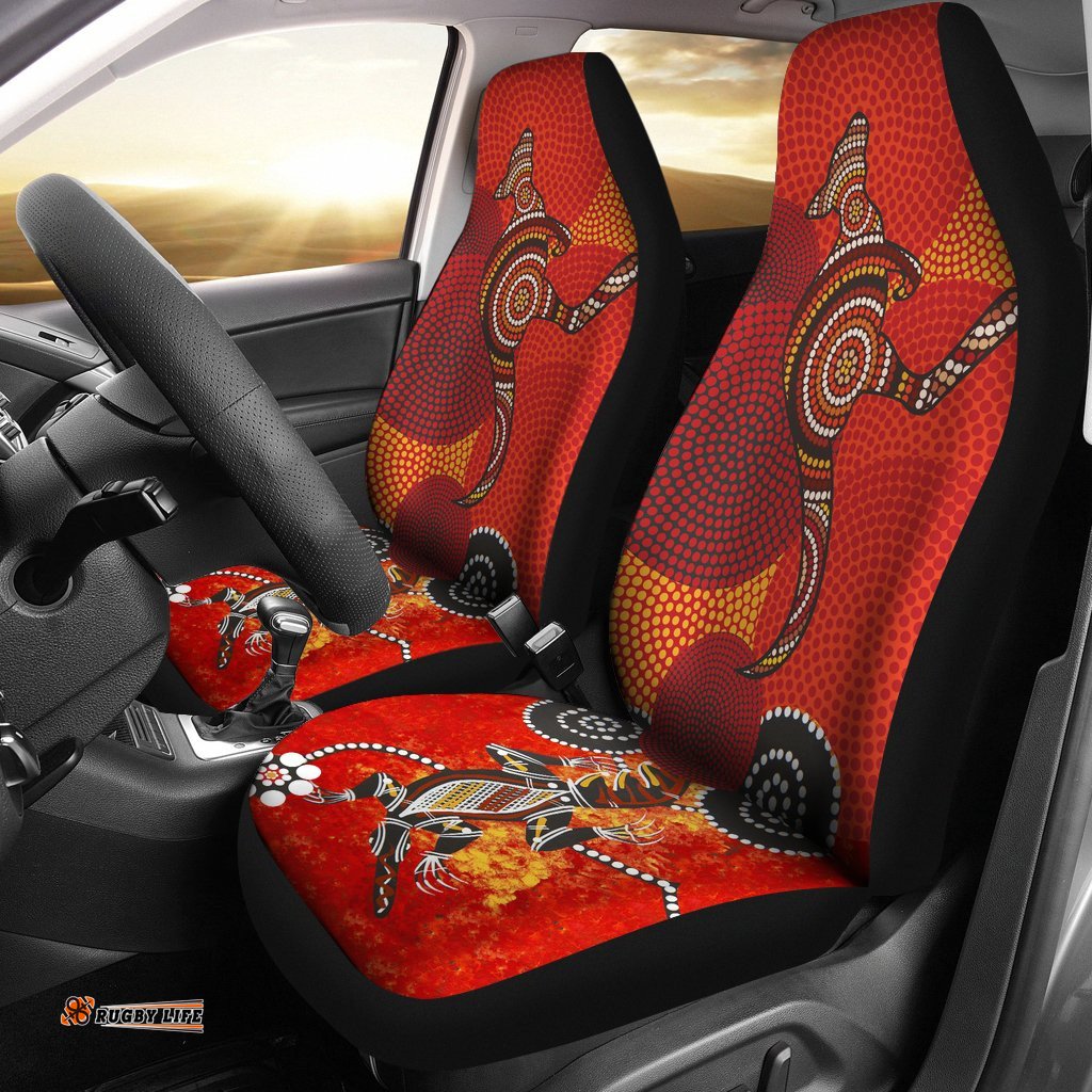 Car Seat Covers Aboriginal Dot Painting Kangaroo And Crocodile