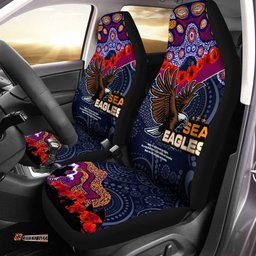 Sea Eagles Rugby Anzac Aboriginal Car Seat Cover - Manly Warringah Sea Eagles with Anzac Day Poppy Flower Car Seat Cover