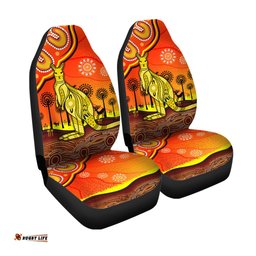 Aboriginal Art Kangaroo Car Seat Cover Indigenous Unique Vibes Orange