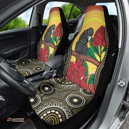 Waratah And Banksian Cockatoo Car Seat Cover Aboriginal Art