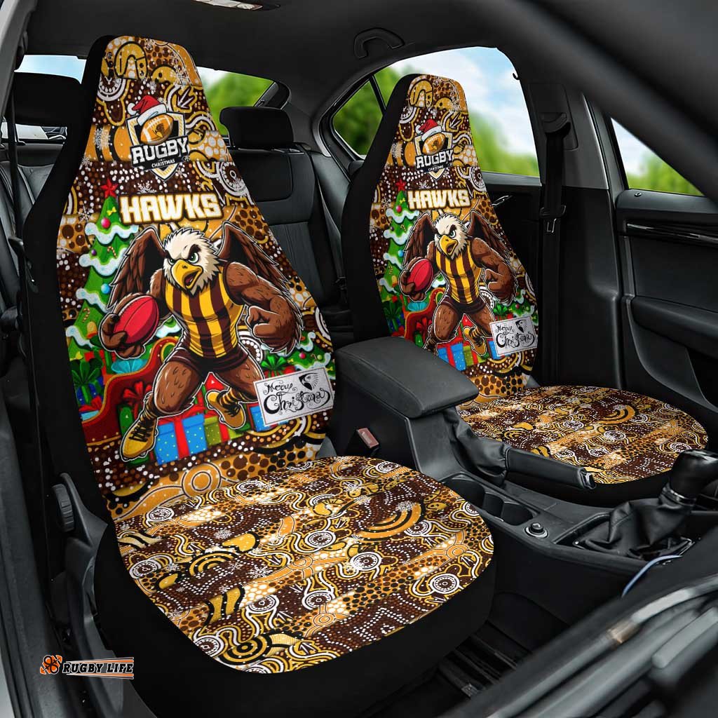 Hawks Football Merry Christmas Car Seat Cover Indigenous Australian Art