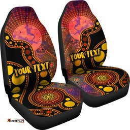Custom Text Aboriginal Car Seat Covers Australia Indigenous Flag Circle Dot Painting Art Golden
