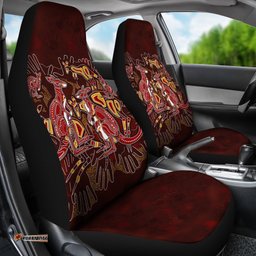Aboriginal Car Seat Covers Kangaroo family with Hand Art