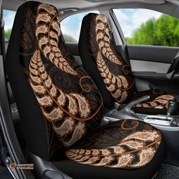 Brown New Zealand Paisley Silver Fern Car Seat Cover Aotearoa Maori