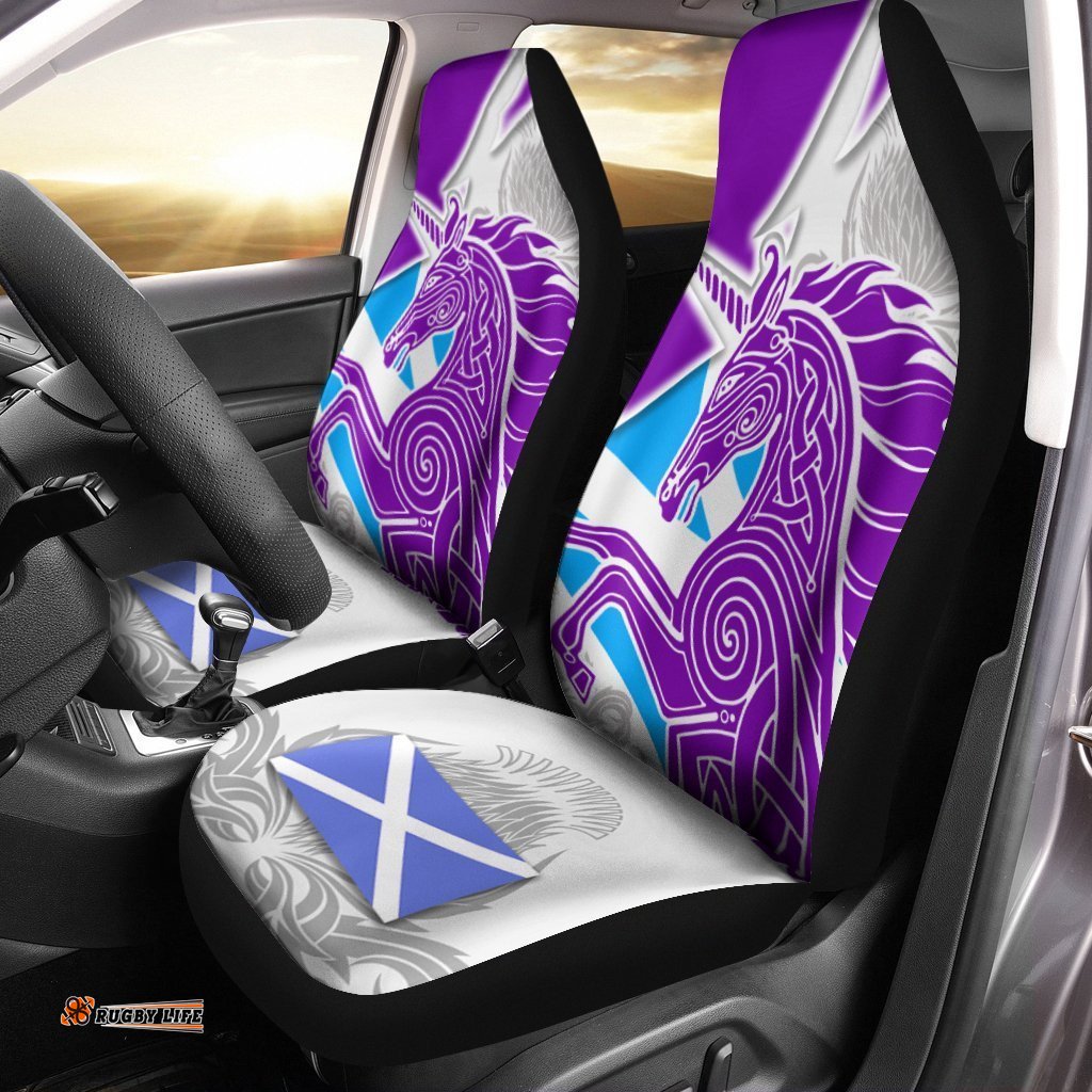 Celtic Scotland Car Seat Cover Scotland Unicorn and Thistle Pattern