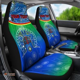 Personalised Car Seat Covers Torres Strait Symbol With Aboriginal Patterns