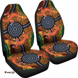 1st Australia Car Seat Covers Aboriginal Two Lizards Dot Painting Circle