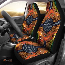 1st Australia Car Seat Covers Aboriginal Two Lizards Dot Painting Circle