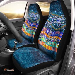 Australia Indigenous Car Seat Covers Dot Painting Art
