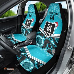 Port Adelaide Football Christmas Car Seat Cover Merry Xmas Mix Aboriginal Art