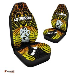 Aotearoa Fern Car Seat Covers New Zealand Hei Tiki Gold Style