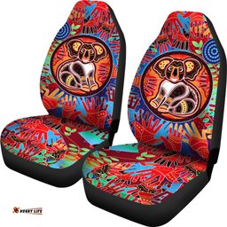 Aboriginal Car Seat Covers, Koala and Hand Art Dot Painting Seat Covers
