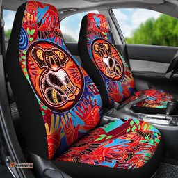 Aboriginal Car Seat Covers, Koala and Hand Art Dot Painting Seat Covers