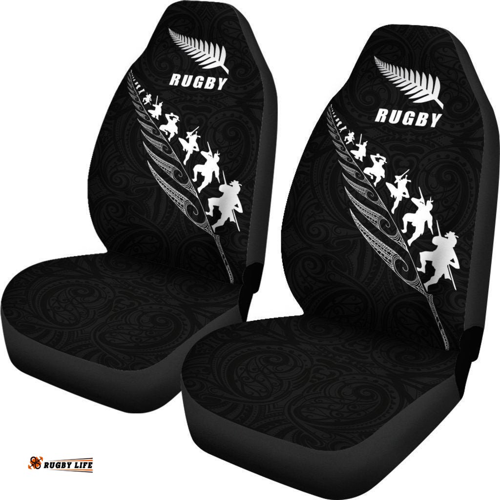 Rugby Haka Fern Car Seat Covers Black