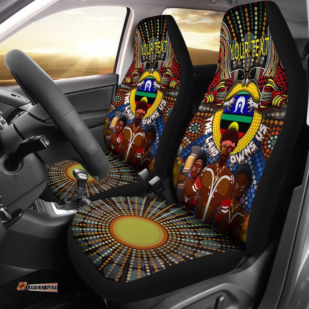 Custom Text The Land Owns Us Aboriginal Car Seat Covers