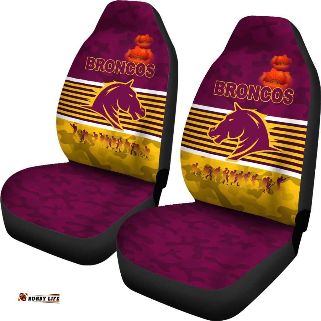 Brisbane Broncos Car Seat Covers Anzac Day Simple Style - Maroon