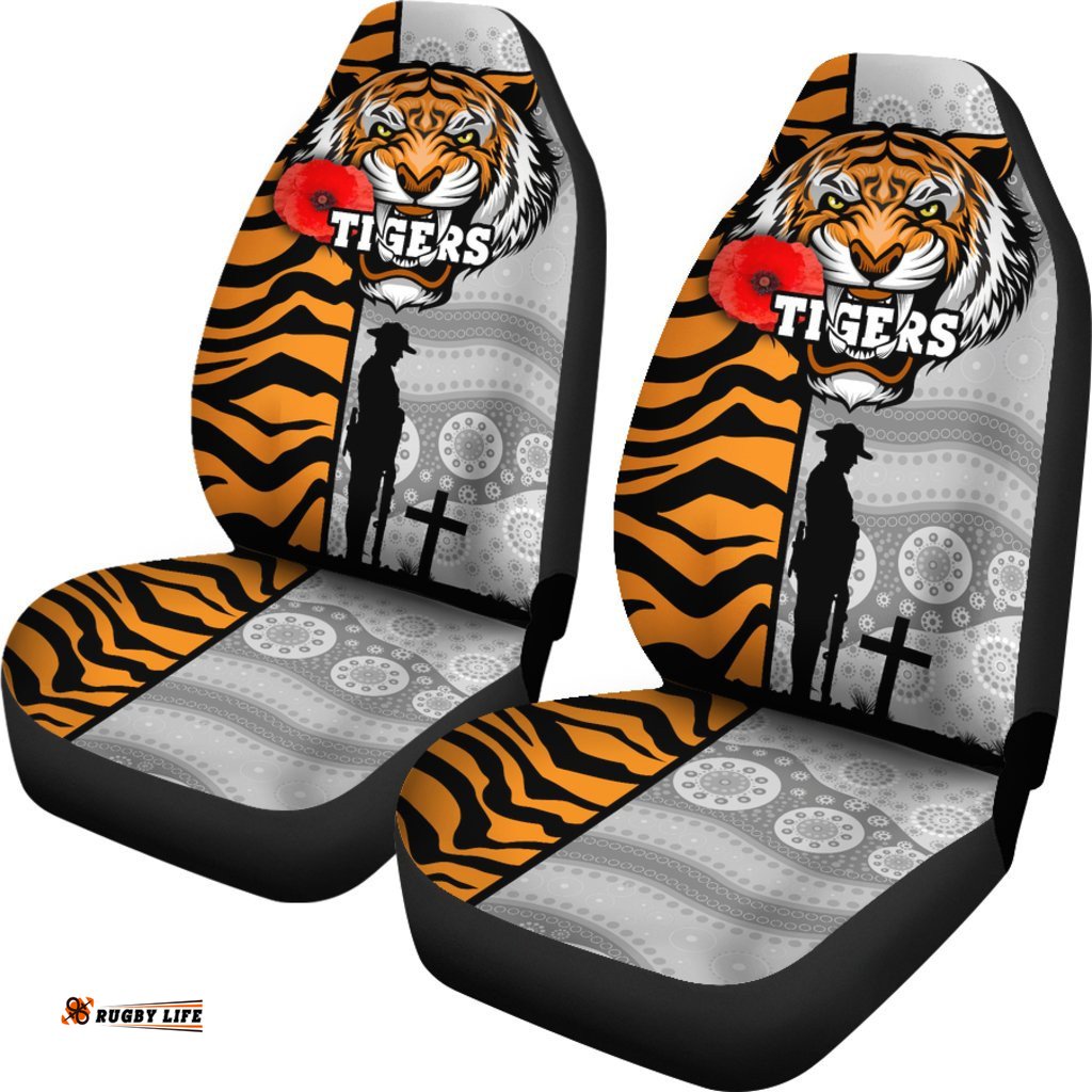 Tigers Car Seat Covers Wests ANZAC Day Tiger Skin Style