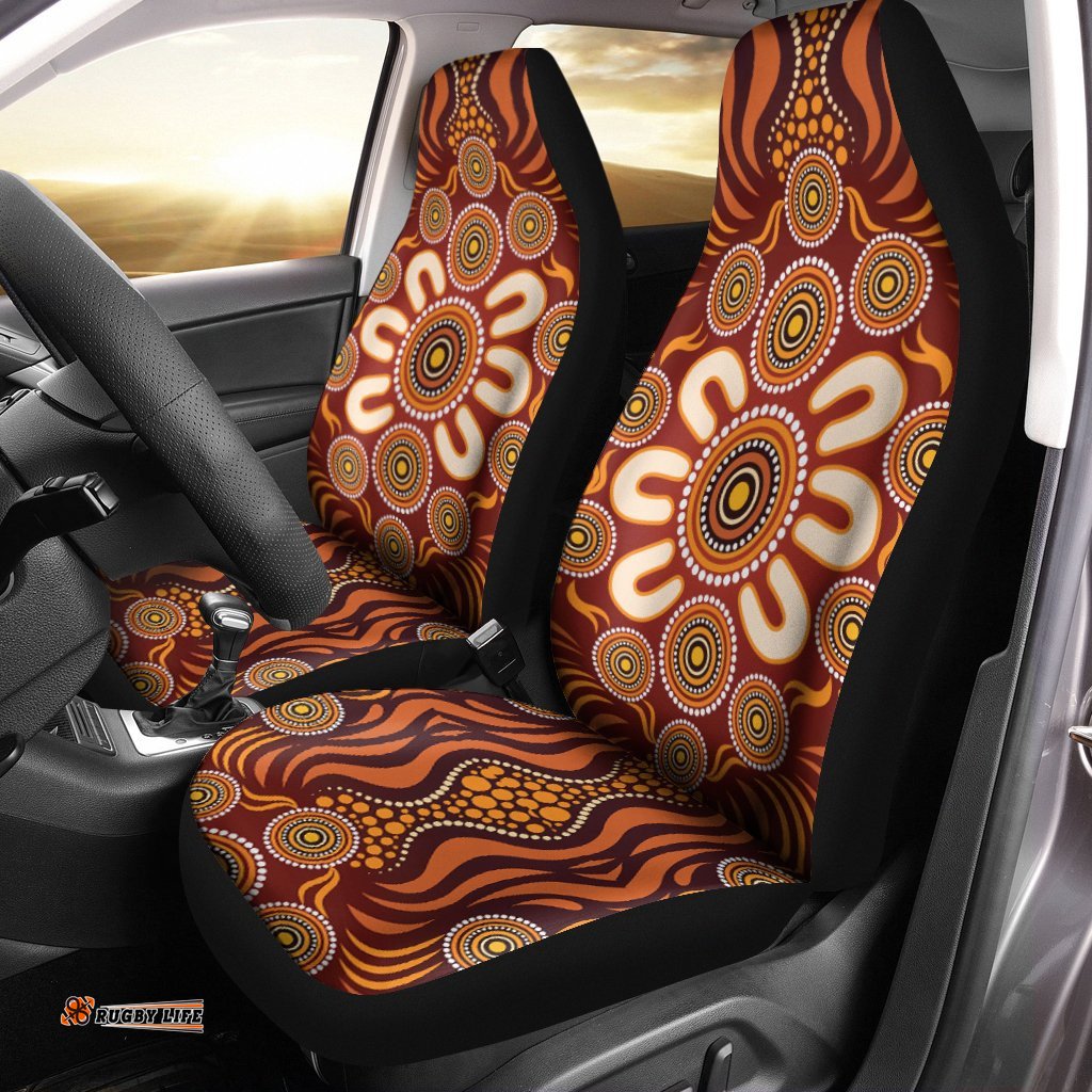 Aboriginal Car Seat Covers Circle Flowers Patterns Ver02