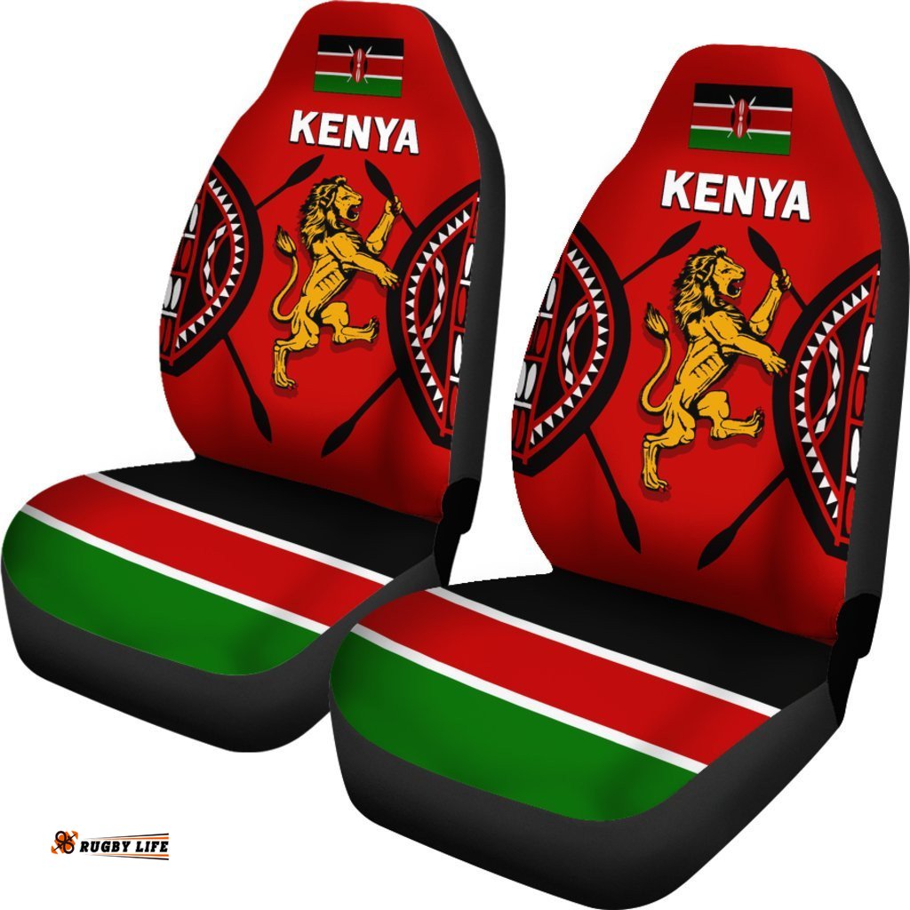 Kenya Rugby Lion Car Seat Covers Maasai Shield