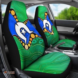 Torres Strait Islands Car Seat Covers Flag with Aboriginal Patterns