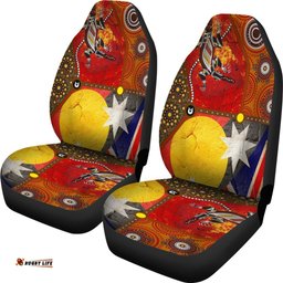 Car Seat Covers - Aboriginal Dot Painting & Flags, Crocodile