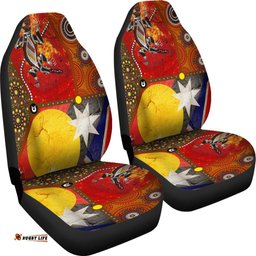 Car Seat Covers - Aboriginal Dot Painting & Flags, Crocodile