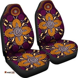 Aboriginal Car Seat Covers Flowers Dot Panting Art