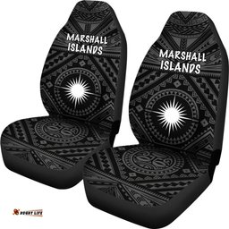 Marshall Car Seat Cover Marshall Seal With Polynesian Tattoo Style Black 01