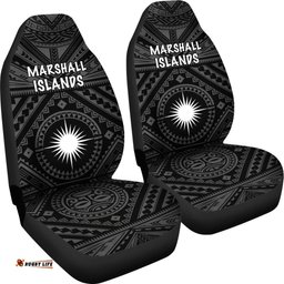 Marshall Car Seat Cover Marshall Seal With Polynesian Tattoo Style Black 01