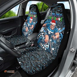 Merry Christmas AFL Carlton Blues Car Seat Cover Aboriginal Santa Football Mascot