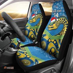 Custom Parramatta Eels Rugby Christmas Car Seat Cover Merry Xmas Mix Aboriginal Art