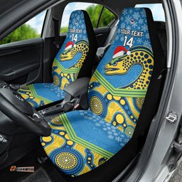 Custom Parramatta Eels Rugby Christmas Car Seat Cover Merry Xmas Mix Aboriginal Art
