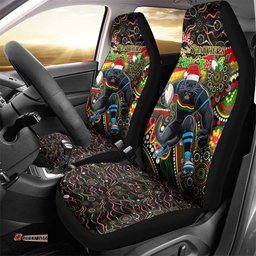 Merry Christmas Penrith Panthers Car Seat Cover Aboriginal Santa Rugby Mascot The Riff