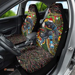 Merry Christmas Penrith Panthers Car Seat Cover Aboriginal Santa Rugby Mascot The Riff