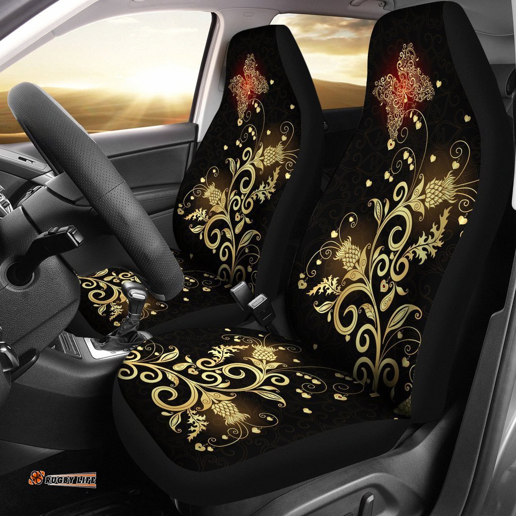 Scotland Car Seat Cover Scottish Golden Thistle 01