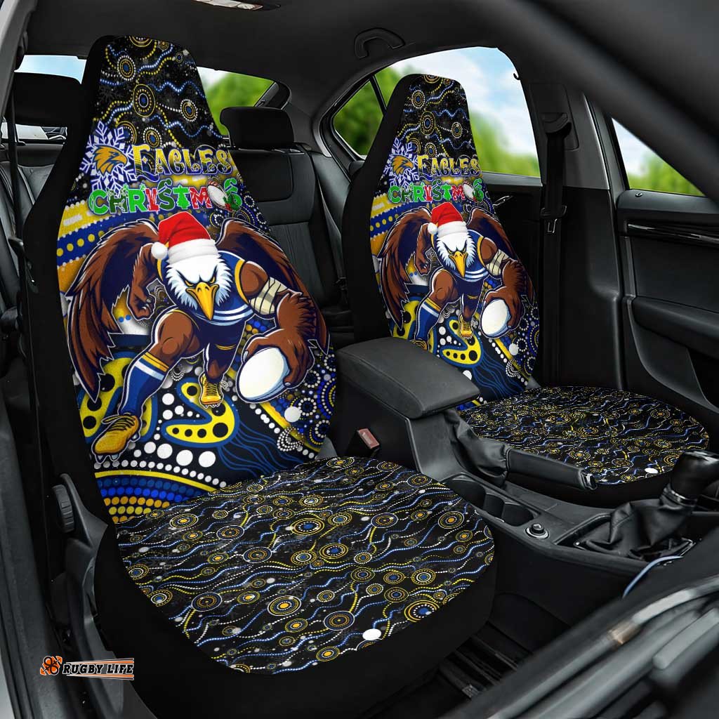 Merry Christmas AFL Eagles Car Seat Cover Aboriginal Santa Football Mascot