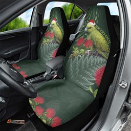Meri Kirihimete Kakapo Car Seat Cover Green Silver Fern Christmas Vibe