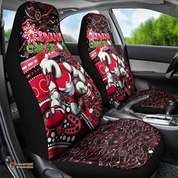 Merry Christmas AFL Swans Car Seat Cover Aboriginal Santa Football Mascot