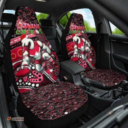 Merry Christmas AFL Swans Car Seat Cover Aboriginal Santa Football Mascot